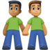 👨🏾‍🤝‍👨🏽 men holding hands: medium-dark skin tone, medium skin tone display on Facebook